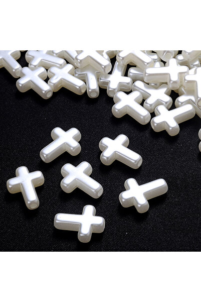 Choice 50pcs White Cross Spacer Beads Imitation Pearl ABS Beads For DIY Craft...