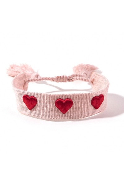 Choice Pink Love Braided Bracelet Hollow Embroidered Heart Adjustable Wristba...
