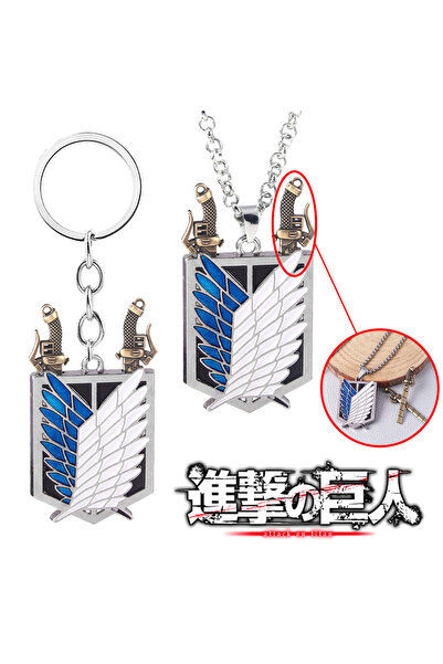Choice سلسلة مفاتيح من قطعتين من أنيمي هجوم العمالقة، أجنحة الحرية، شعار فيلق...