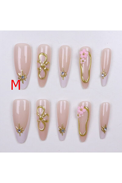 Choice أظافر صناعية قصيرة على شكل فيونكة حمراء - مجموعة أظافر صناعية كاملة ال...