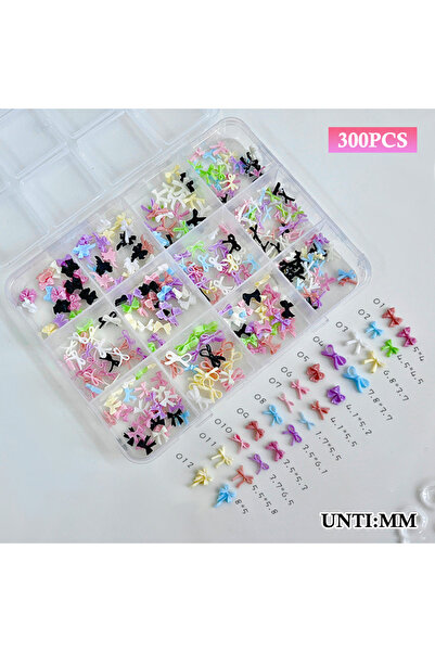 Choice Multicolor 【MAX-22】12 Grids Colorful Bowknot Set Resin Ribbon Nail Art Accessories Decoration DIY Ma