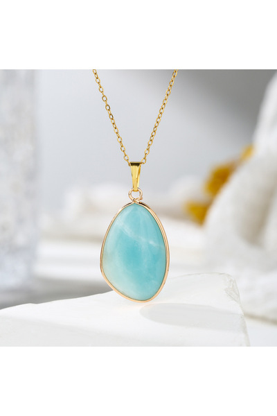 Choice قلادة من حجر الأكوامارين الطبيعي غير المنتظمة من قطعة واحدة، قلادة من ...