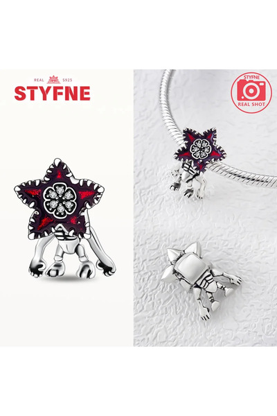 Choice PYC0238 قلادة شخصية الوحش الفضية 925 المضيئة في الظلام مع حبات قلب حمر...