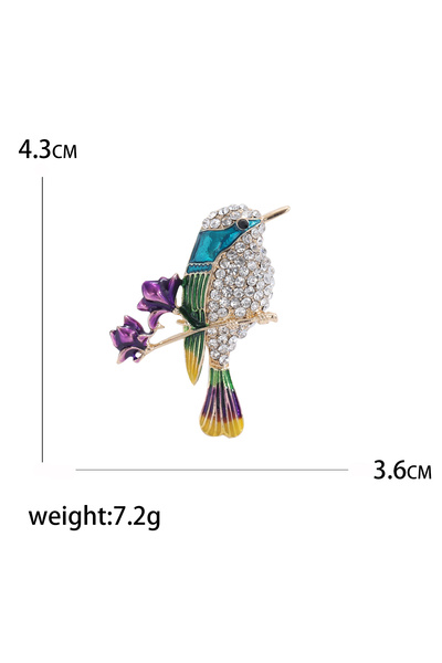Choice White3440 Enamel Bird Brooches for Women Rhinestone Sparrow Pins Magpi...
