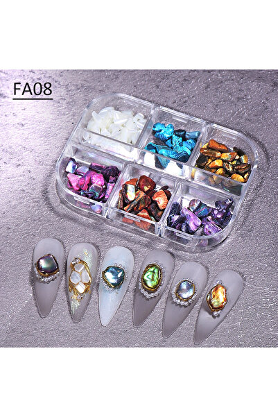 Choice FA08 6 شبكات رقائق صدفة أذن البحر لتزيين الأظافر ثلاثية الأبعاد دلايات...