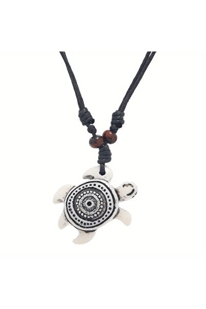 Choice White Women Men's Carved Hook Turtle Charm Adjustable Surfer Necklace ...