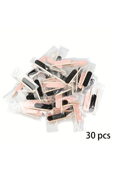 Choice مجموعة مبردات أظافر وردية وسوداء، 30 قطعة - قطعتان/حقيبة، مبرد أظافر صغير بحبيبات 180/240، أعواد أظافر ملونة