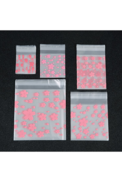 Choice 7x10 سم 100 قطعة/الوحدة ساكورا شفافة ذاتية الغلق حقيبة وردية نمط زهرة كيس من البلاستيك الحلوى كوكيز S