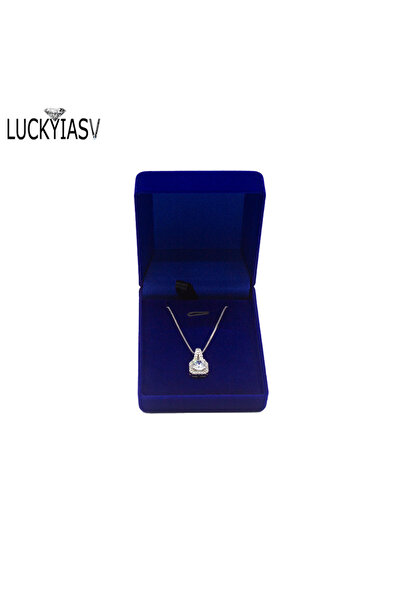 Choice صندوق مجوهرات مخملي أزرق لعرض القلادة وصناديق الهدايا وتغليف المجوهرات...