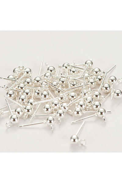 Choice 4 50 قطعة 4 مم من الفولاذ المقاوم للصدأ دبابيس أساسية أقراط كروية مستد...