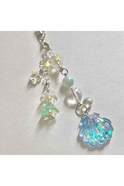 Choice سلسلة هاتف من الخرز الصدفي باللون الأزرق الصدفي، سلسلة مفاتيح رائعة عل...