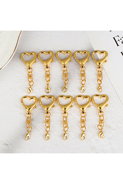 Choice سلسلة مفاتيح على شكل قلب من الذهب 10 قطع فريدة من نوعها مصنوعة من سبيكة معدنية، مشبك على شكل قلب لمشاريع اصنعها بنفسك