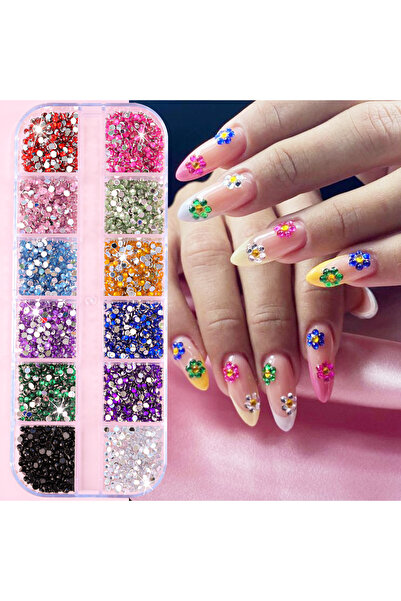 Choice PH061 12 شبكة/صندوق زهور/خرز فولاذي بخمس بتلات، سحر فن الأظافر، زهور ب...