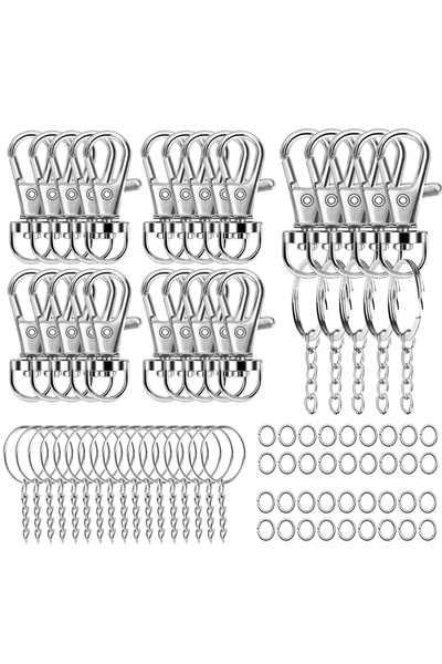 Choice Silver 90PCS rotary clasp hook Metal spring chain keychain Lobster cla...