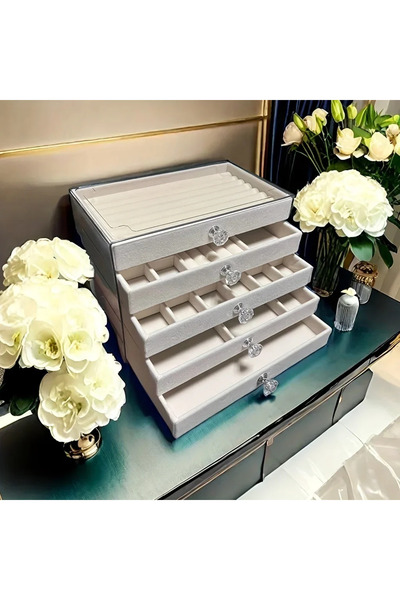 Choice صندوق مجوهرات مخملي جديد من C-box-5Layer لتخزين الأقراط والأساور، مُحد...