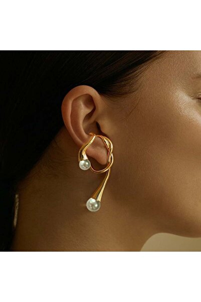 Choice Gold-01 Vintage Punk Gold Color Pearl Ear Clip Earring For Women Exagg...