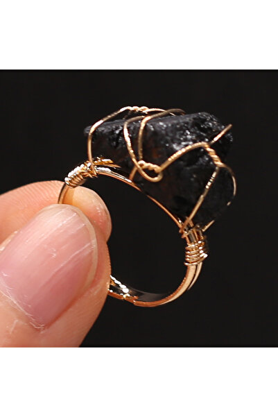 Choice حلقات كريستال من الحجر الطبيعي قابلة للتعديل على شكل حرف C، لون ذهبي، ...