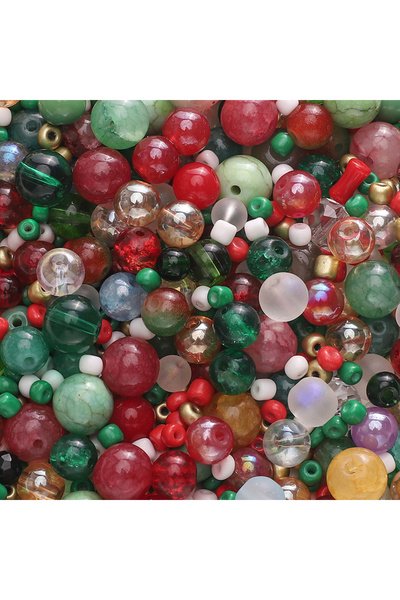 Choice7 90g Christmas color 90g 3-12mm Mixed Size Glass Beads Loose for DIY J...