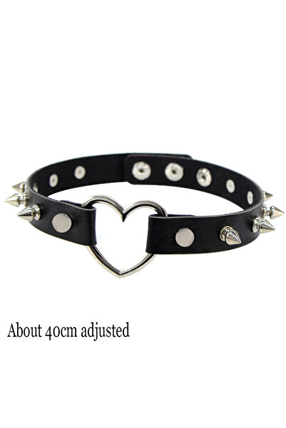 Choice قلادة سلسلة قوطية وردية على شكل قلب برشام، عقد جلدي للحفلات، عقد قوطي ...