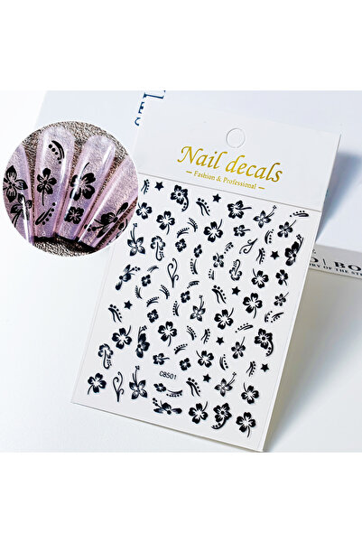 Choice NKS285-01-4 ملصقات أظافر برونزية من زهور الكركديه باللون الذهبي/الفضي ...