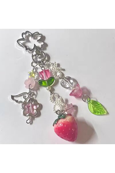 Choice سلسلة مفاتيح على شكل فيونكة فراولة لطيفة من Y2K، قلادة على شكل حقيبة ي...