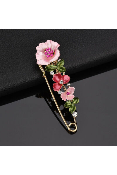 Choice دبابيس معدنية نسائية من حجر الراين على شكل زهرة حمراء مخصصة، وشاح ملاب...