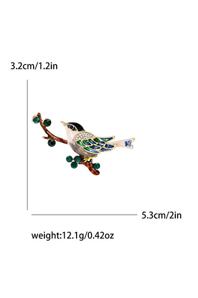 Choice دبابيس طائر من المينا Green3953 للنساء، دبابيس عصفور من حجر الراين، شارة عقعق، هدية مكتب وحفلات الأصدقاء