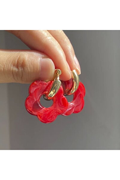 Choice 6 Colorful Flower Resin Acrylic Charms Earring Gold Color Circle Ear B...