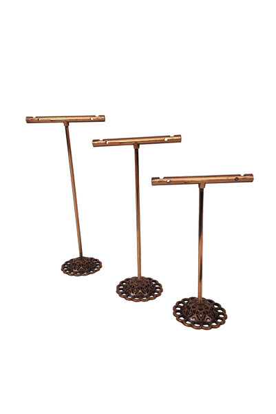 Choice حامل عرض أقراط على شكل حرف T من المعدن البرونزي 01، حامل عرض أقراط مجو...