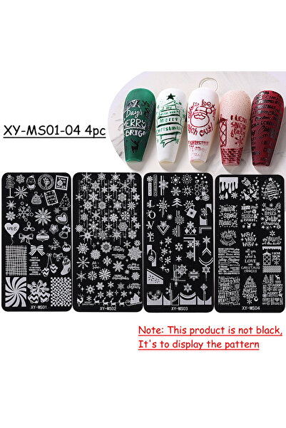 Choice XY-MS01-04 4 قطع 4 قطع لوحات ختم أظافر عيد الميلاد ندفة الثلج فيونكة ق...