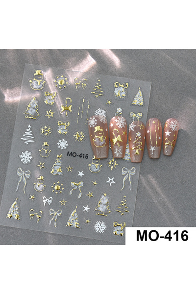 Choice ملصقات أظافر ذهبية MO-416 لعيد الميلاد، شجرة عيد الميلاد البرونزية Y2K...