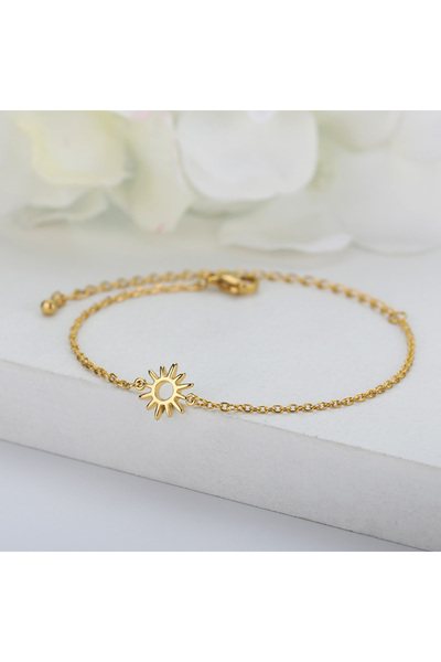 Choice B544G مجوهرات الشمس هولو زوجين أساور للنساء الفولاذ المقاوم للصدأ سلسلة سوار عباد الشمس العتيقة