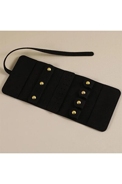 Choice 1 قطعة سوداء شائعة قابلة للطي منظم مجوهرات للسفر محمول للأقراط والخواتم