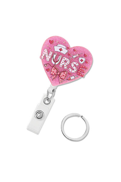 Choice بكرة شارة قابلة للسحب على شكل قلب ممرضة من الأكريليك مع سلسلة مفاتيح ع...