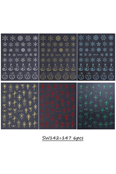Choice SWA143 147 6 قطع 3/6 قطع ملصقات أظافر عيد الميلاد ثلاثية الأبعاد على ش...
