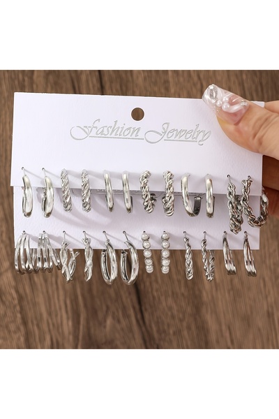 Choice 4-24 قطعة أقراط دائرية هندسية أنيقة بنمط ملتوي متعدد العناصر مرصعة بال...