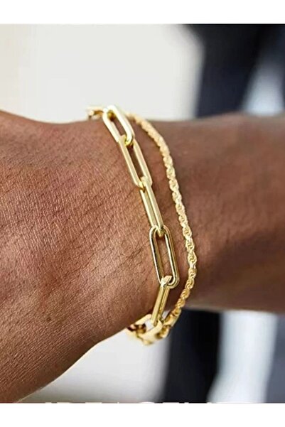 Choice سوار رجالي من الفولاذ التيتانيوم متعدد الطبقات باللون الذهبي مع سلسلة ...