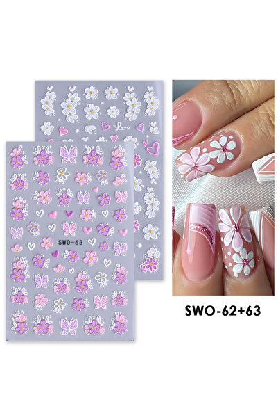 Choice SWO-62 SWO-63 قطعتان من ملصقات الأظافر الأكريليكية غير اللامعة بتصميم ...