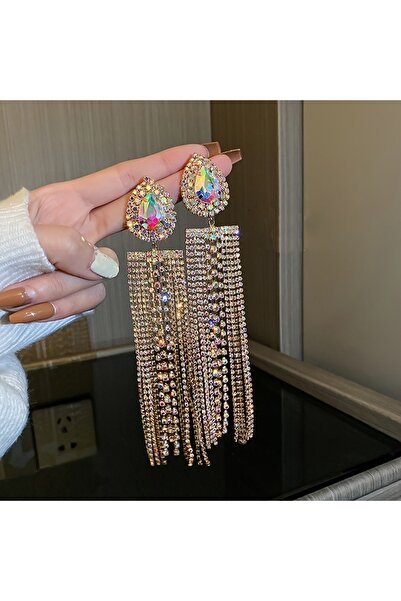 Choice أقراط نسائية ZT046-G مكونة من قطعتين على شكل مخلب مرصع بالنحاس بتصميم ...