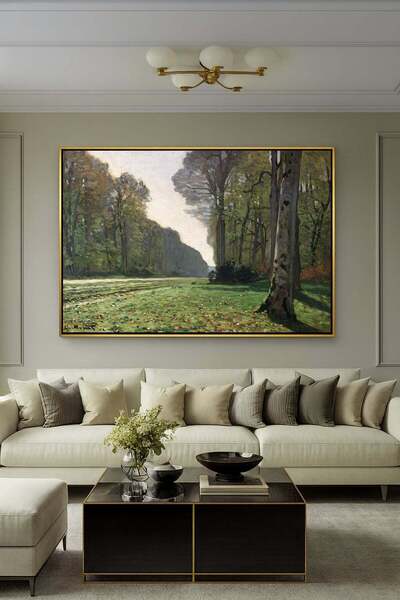 Wallivo Claude Monet'nin Bodmer Meşesi, Fontainebleau Ormanı Realist Gümüş Me...