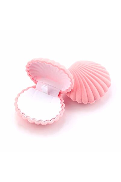 Choice صندوق مجوهرات مخملي على شكل صدفة جميل مكون من قطعة واحدة باللون الوردي...