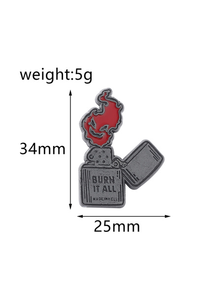 Choice بروش معدني إبداعي من Lighter Punk Burn It All Demon Flame، دبابيس معدن...