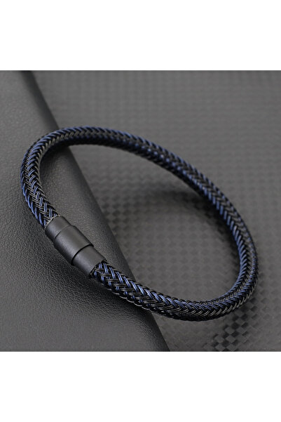 Choice 20.5cm(8.1inches) navy black New Premium Stainless Steel Wire Bracelet...