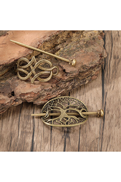 Choice دبوس شعر بتصميم شجرة الحياة الفايكنجية الكلاسيكية وعقدة سلتيك، لون برو...