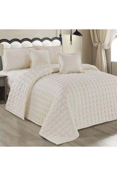 Reiashn Good quality velvet compressed bedspread, light beige winter color, s...