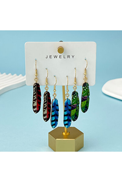 Choice ER612 3Pair European and American Style Colored Feather Dangle Earring...