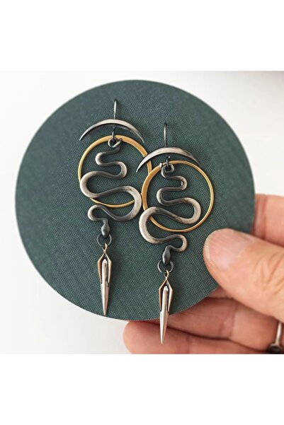 Choice أقراط أذن بتصميم ثعبان إبداعي غير منتظم هندسي حلزوني للنساء، أقراط أذن...