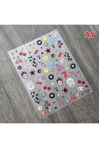 Choice ملصقات أظافر ذاتية اللصق بتصميم نرد حمام السباحة A1 ثلاثية الأبعاد لتز...