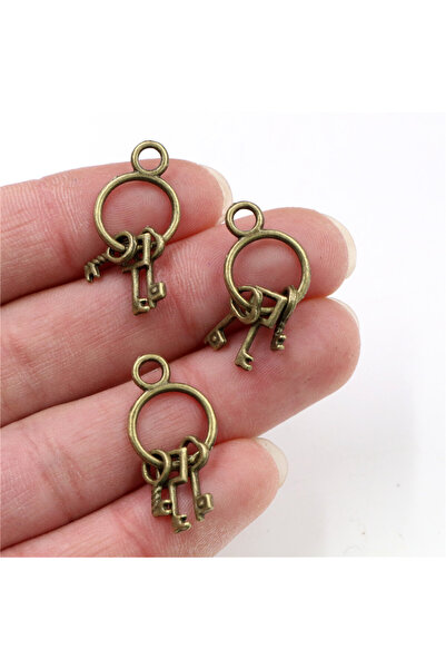 Choice سلسلة مفاتيح برونزية مطلية بالذهب والفضة العتيقة مقاس 24 × 13 مم، 10 ق...