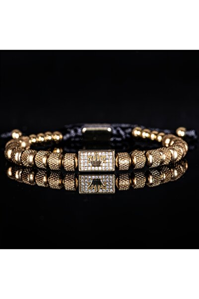 Choice gold color [Micro-Set Bead Bracelet] Luxury Micro-Set Square Crown Bea...